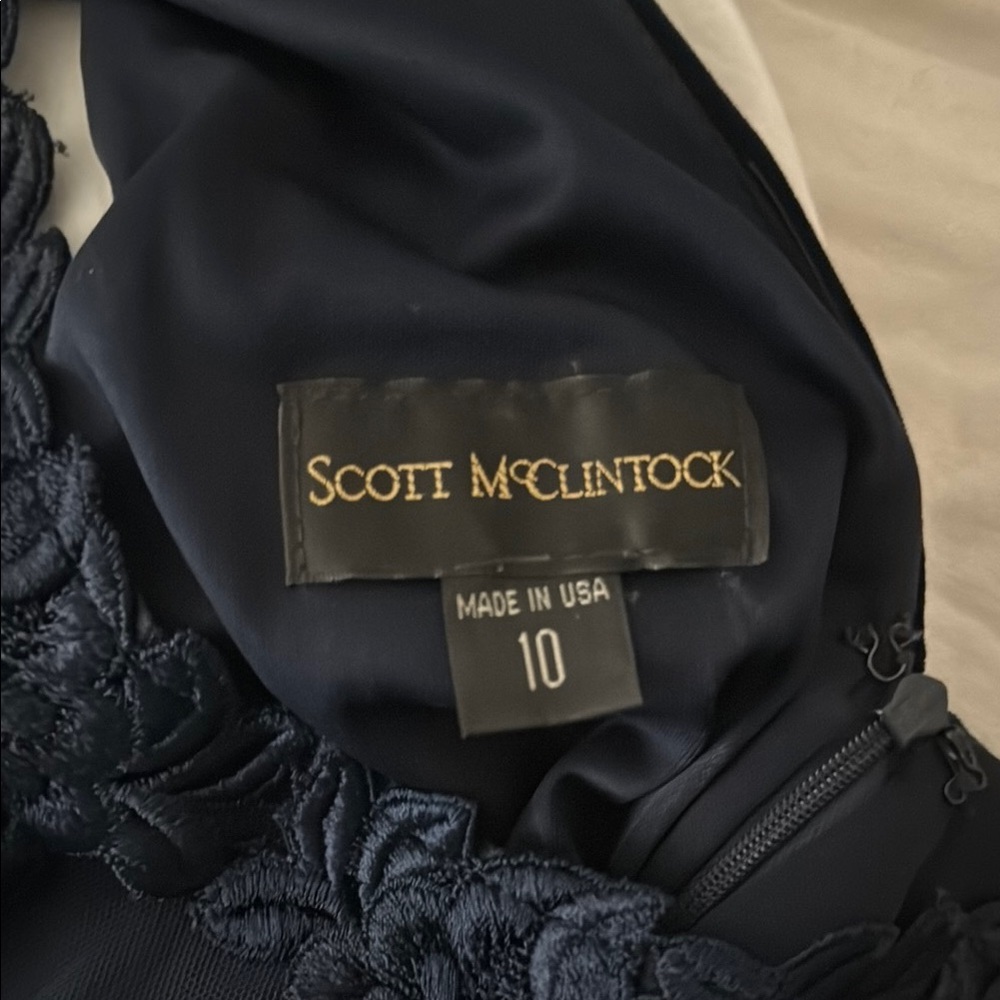 Vintage Scott McClintock Navy Velvet Dress